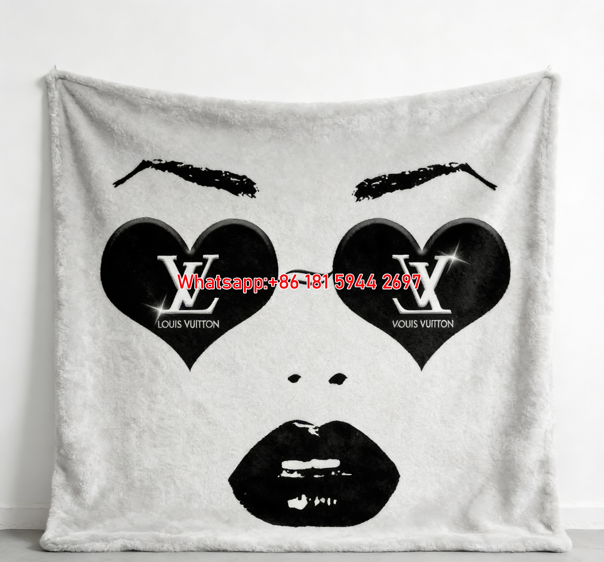 LV Heart Sunglasses Blanket Chic LV Face Art Throw 147